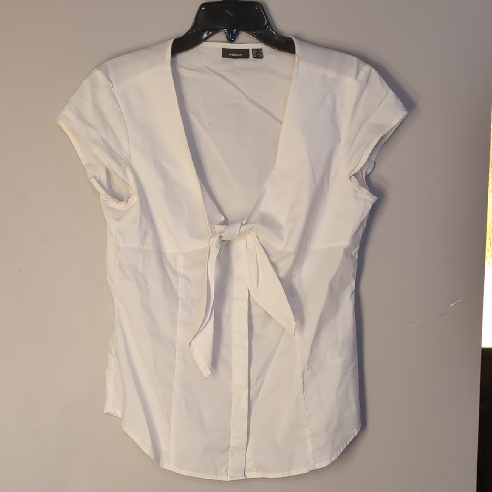 Mexx White Cap Sleeve Tie Front Blouse